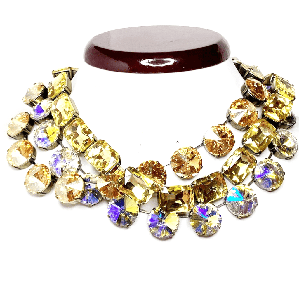Champagne Clear AB Crystal Georgian Collet Necklaces | Anna Wintour Style | Statement Choker