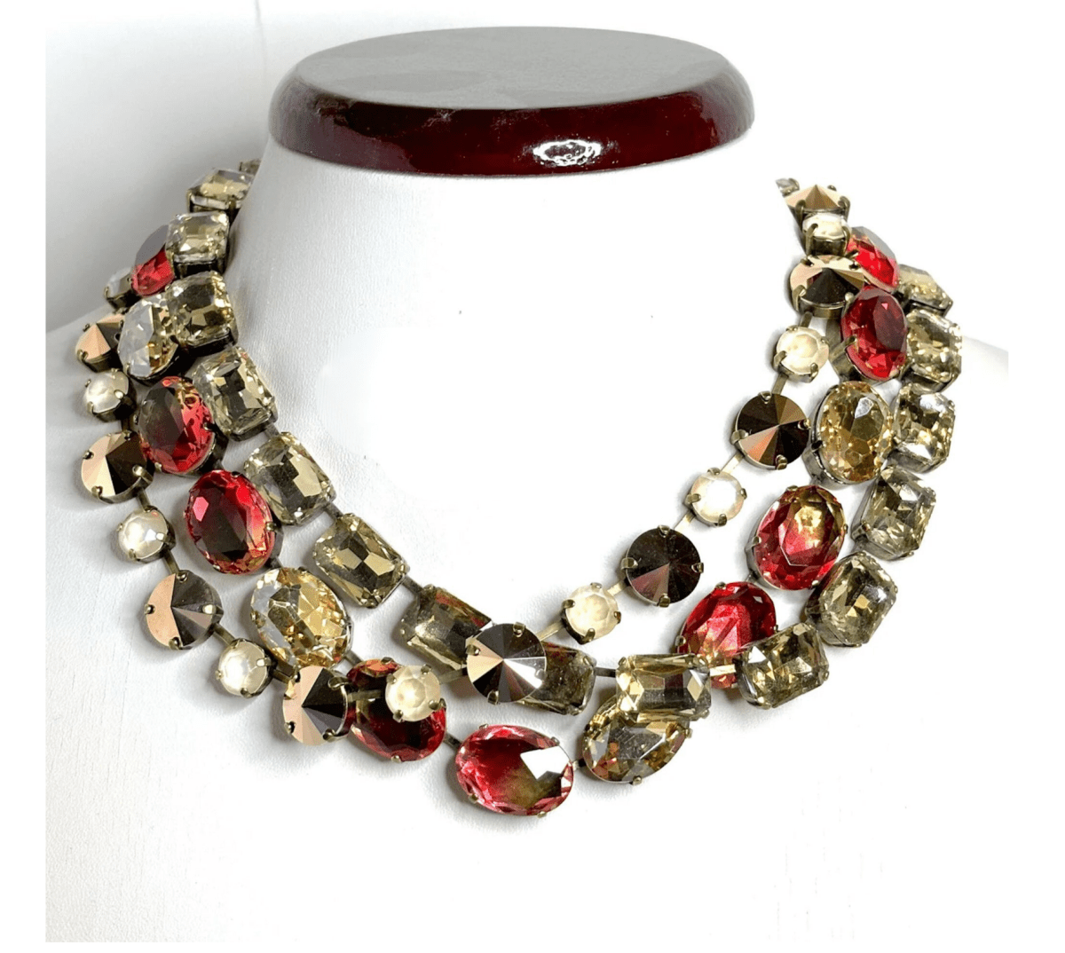 Tourmline Rose Gold Austrian Crystal Georgian Collet Necklaces 