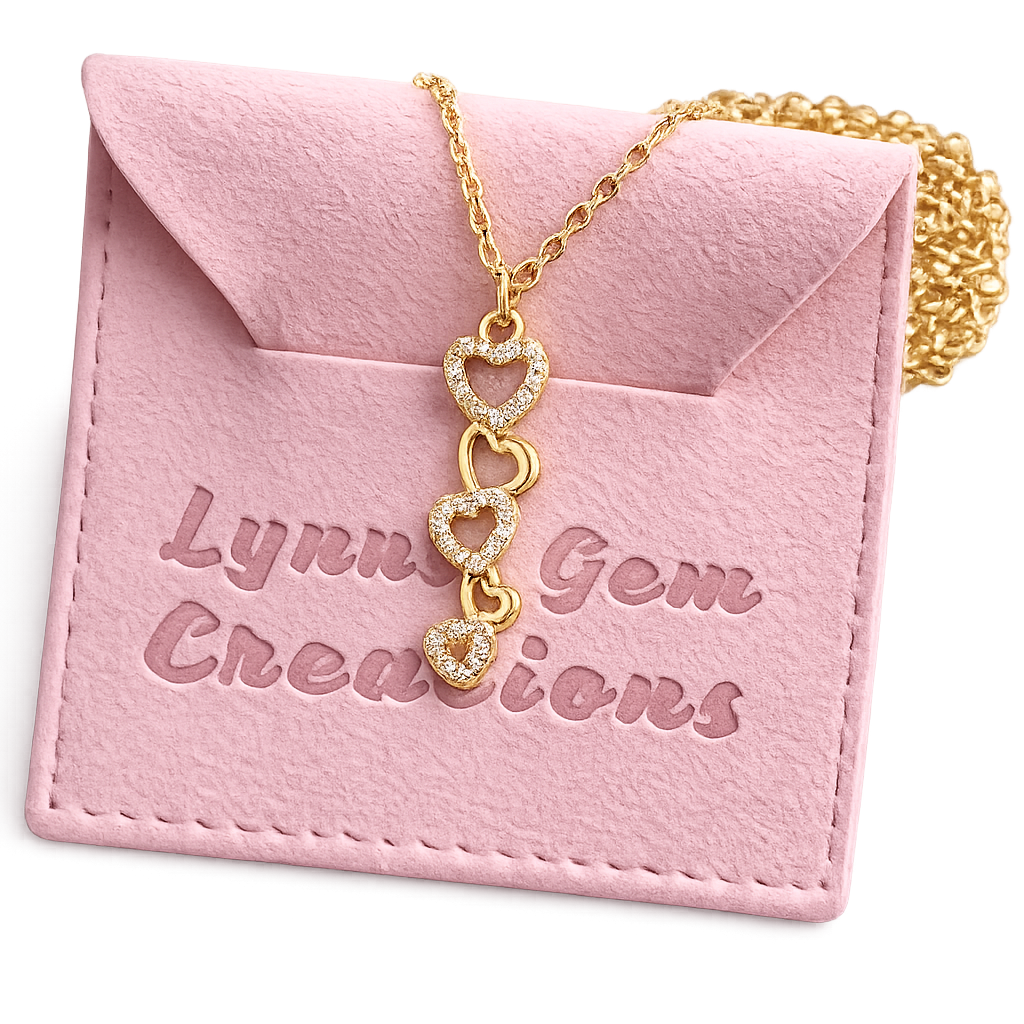 Long Gold Heart Crystal Necklace | Multiple Heart Pendant | Gold CZ Heart | Minimalist Pendant