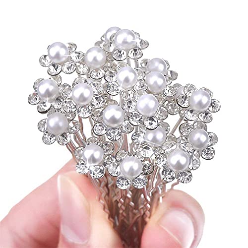 Beautiful Crystal and Pearl Flower Hair Pins | Bridal Jewellery