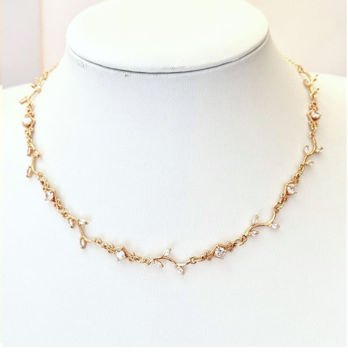 Delicate Regency Gold VineJewellery Set with Clear Crystal | Fairycore Coquette Elegance