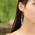 Sparkly Crystal and Pearl Tassel Earrings | Bridal Accessories