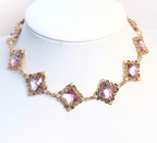 Victorian Style Blue Purple Crystal Choker| Fairycore Elegant Necklace
