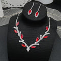 Ruby Red Clear Crystal Necklace and Earrings Set | Wedding Jewellery | Bridal Accessories