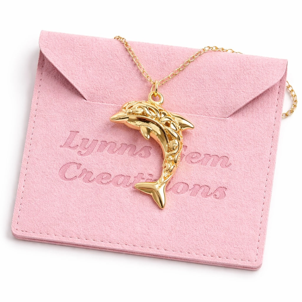 Gold Dolphin Crystal Necklace | Delicate Dolphin Jewelry | Gold CZ Pendant | Dolphin Lovers 
