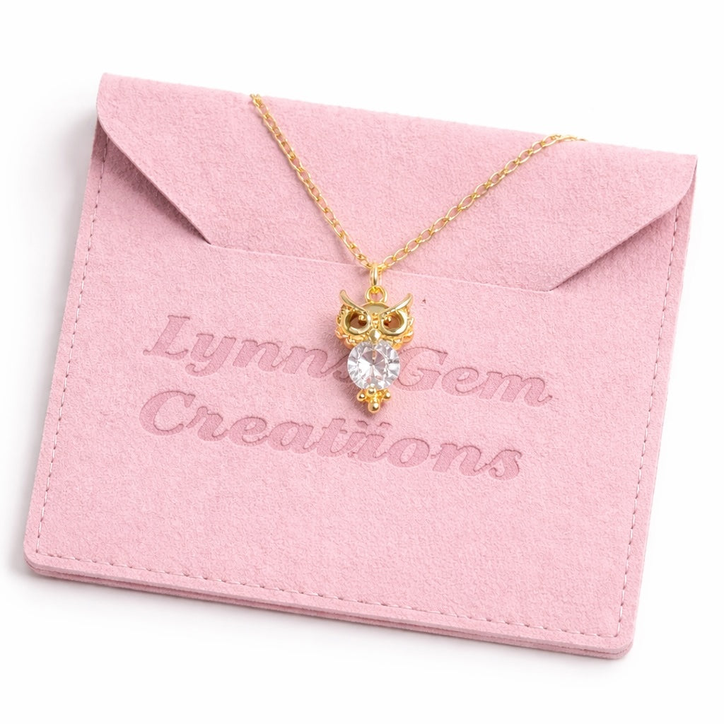 Gold Owl Crystal Gold Necklace | Gold Filled | Owl Lovers Jewellery | Minimalist Pendant