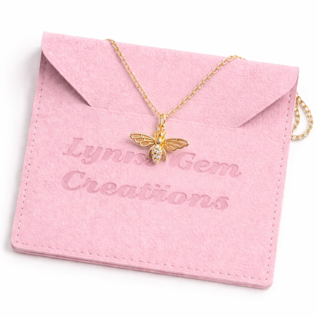 Honey Bee Crystal Necklace | Delicate Bee Jewellery | 14kt Gold Filled