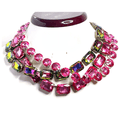 Pink Crystal Georgian Collet Necklaces | Anna Wintour Style | Rainbow Riviere Necklace