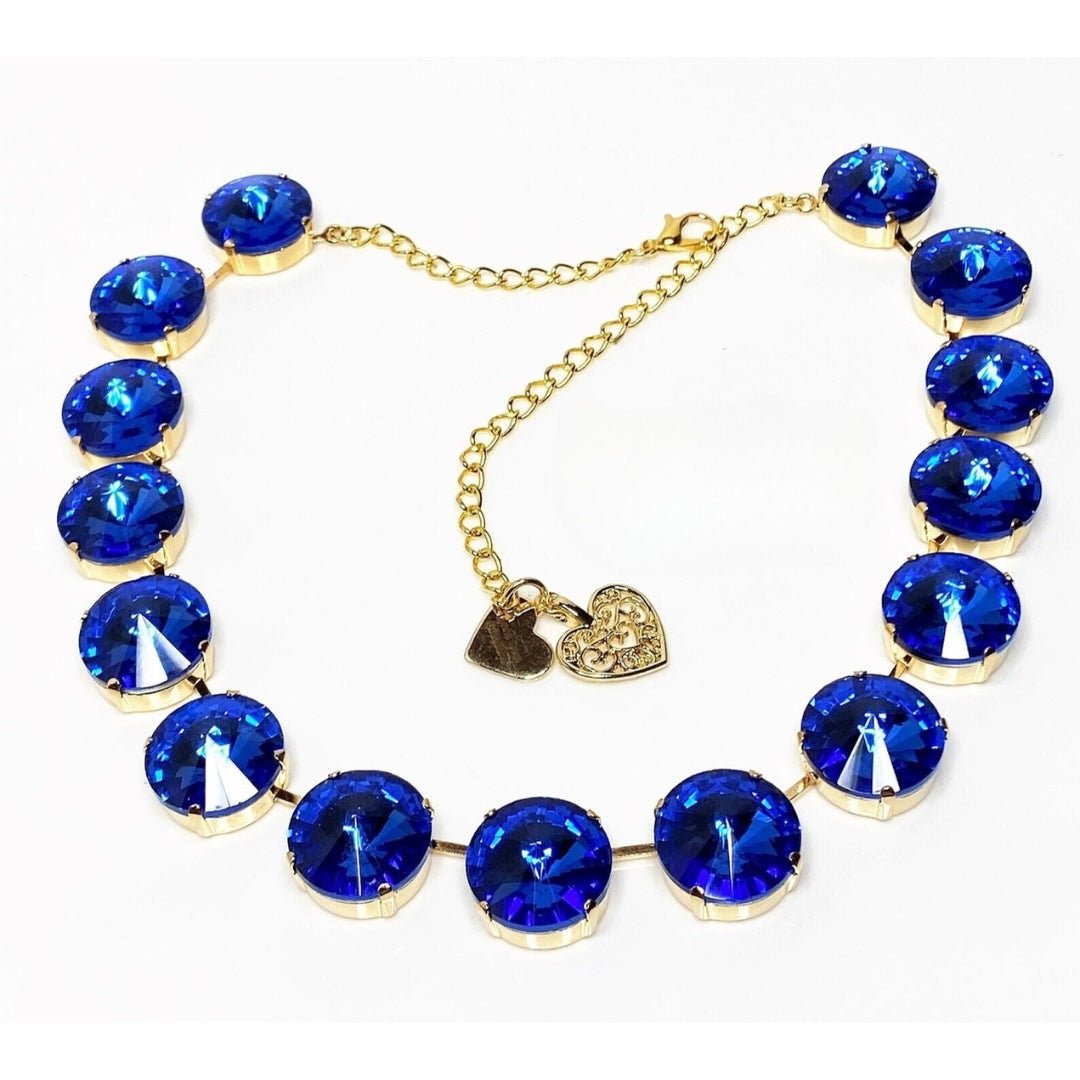 Aquamarine Sapphire Crystal Necklace | Georgian Collet | Vintage Statement Choker