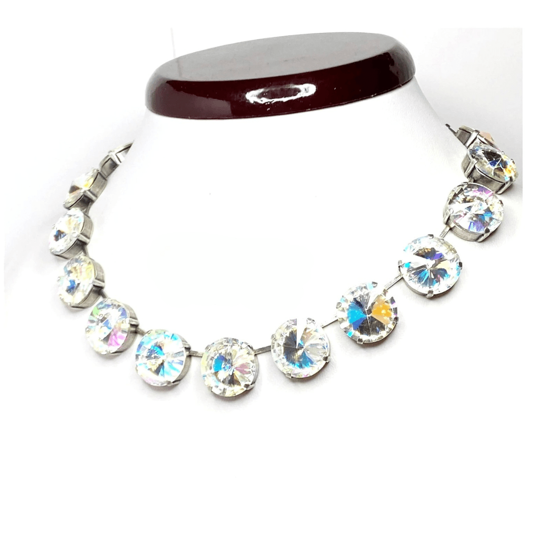 Emerald Peridot Georgian Collet Necklaces | Anna Wintour Style | Clear Rhinestone Choker