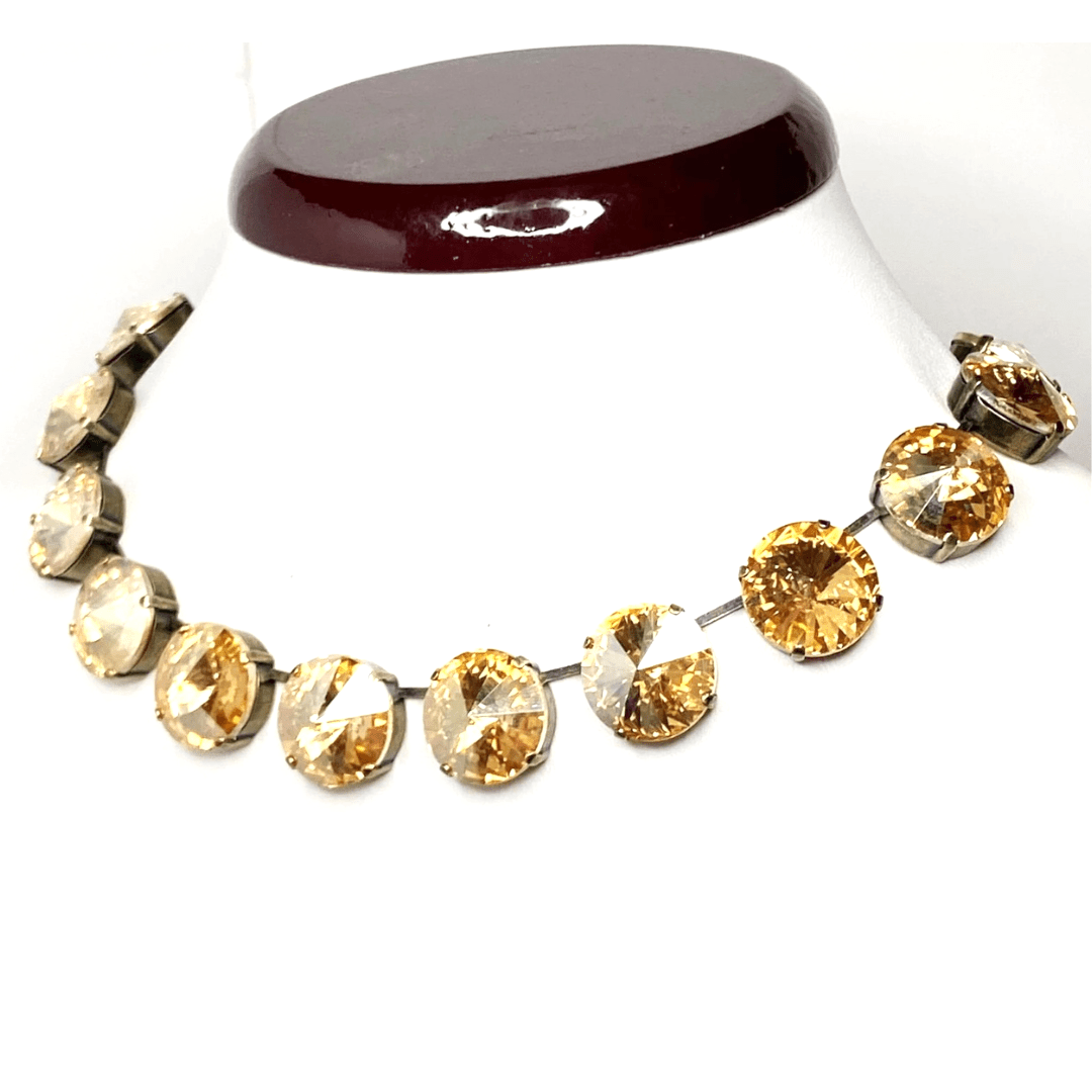 Champagne Clear AB Crystal Georgian Collet Necklaces | Anna Wintour Style | Statement Choker