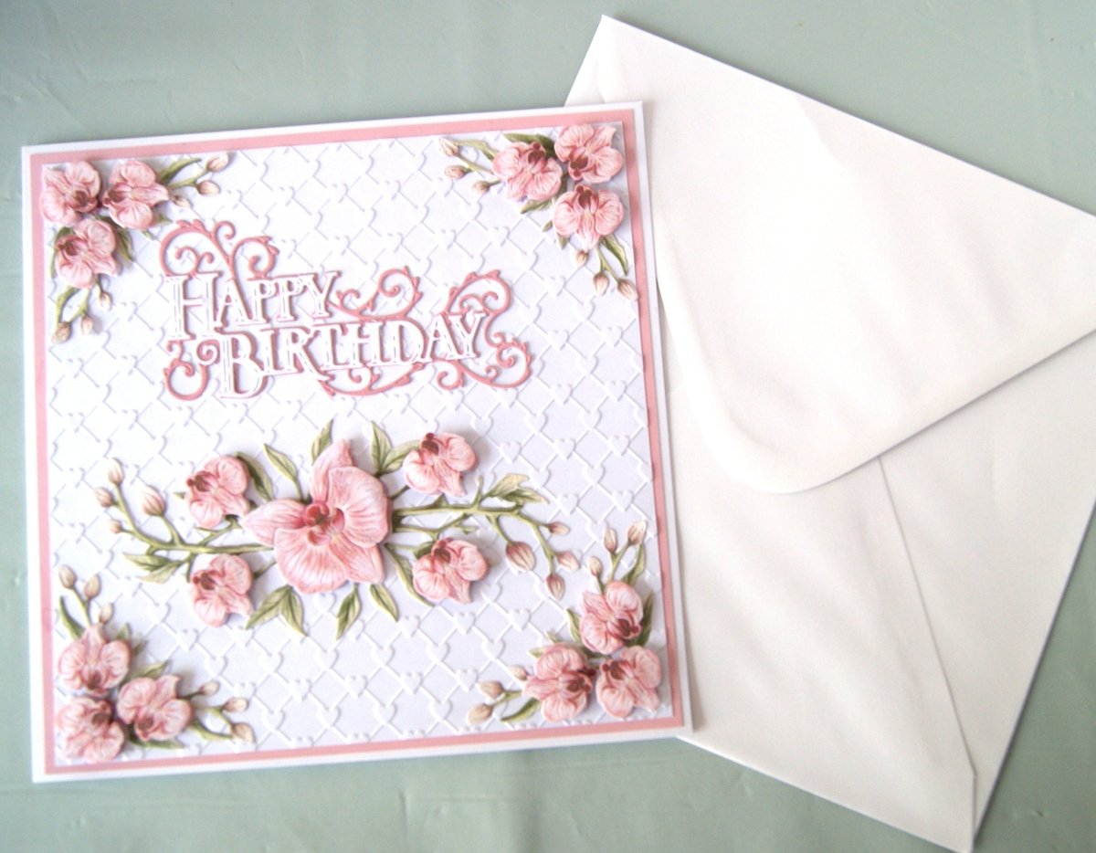 Luxury Handmade Orchid Birthday Card | Beautiful 3D Flower Card for Her | Various colours