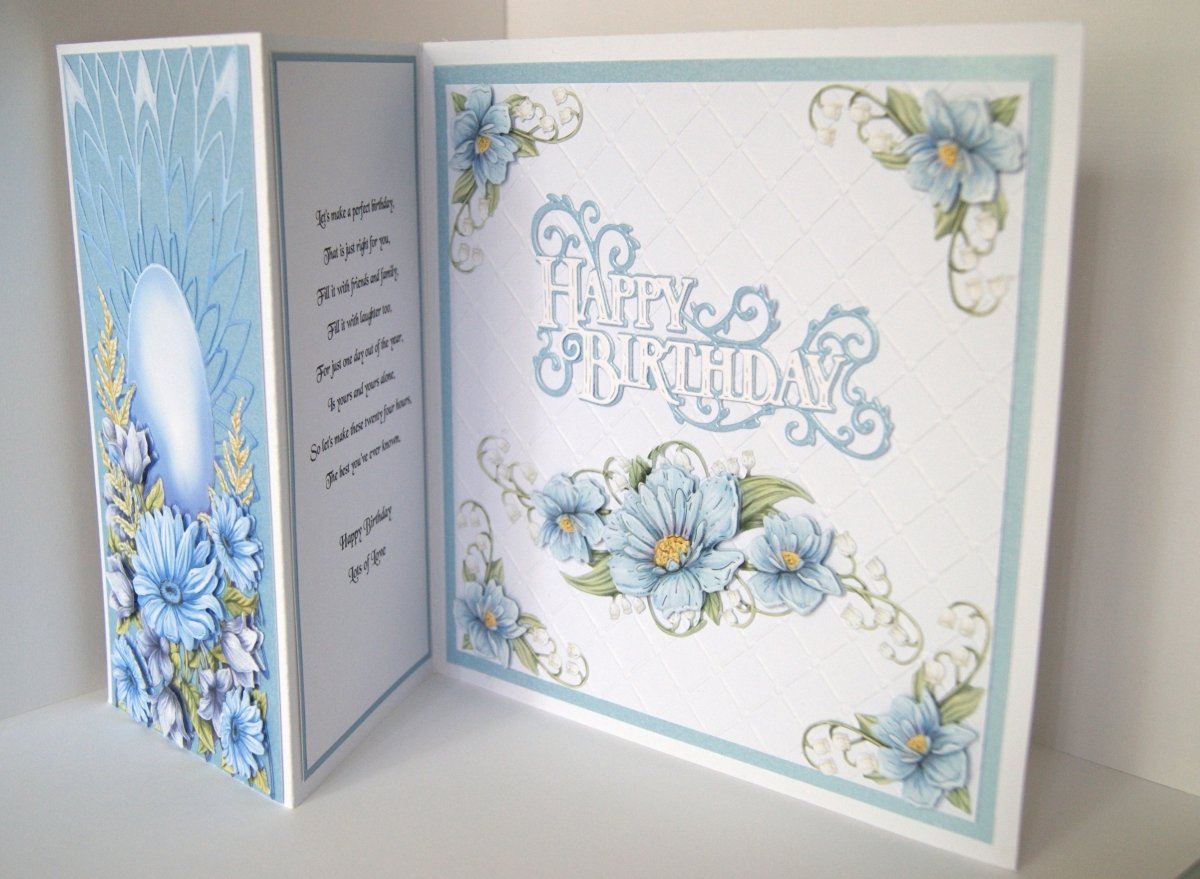 Luxury Handmade Flower Trifold Birthday Card | Beautiful 3D Flower Card for Her | Various colours