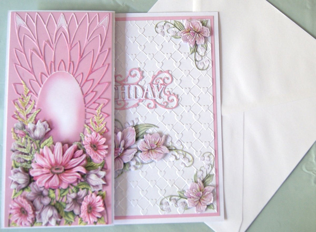 Luxury Handmade Flower Trifold Birthday Card | Beautiful 3D Flower Card for Her | Various colours