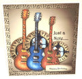 Luxury Handmade Birthday Card for Him | Vintage Triple Guitar| Music Lovers