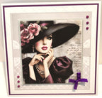Luxury Handmade Vintage Style Birthday Card | 1800's Dress and Hat | Elegance Never Fades