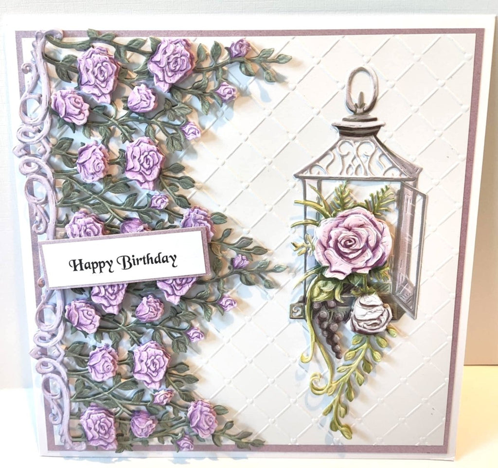 Luxury Handmade Rose with Lantern Birthday Card | Beautiful 3D Flower Card for Her | Various colours