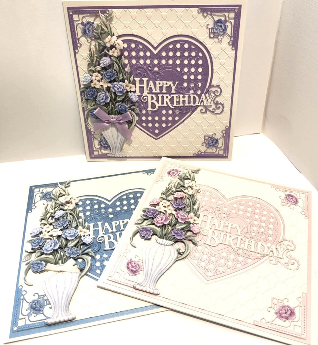 Luxury Handmade Heart with Roses Birthday Card | Beautiful 3D Flower Card