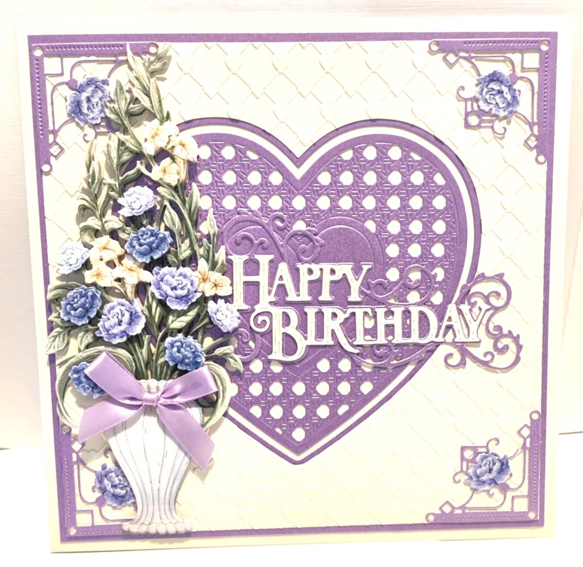 Luxury Handmade Heart with Roses Birthday Card | Beautiful 3D Flower Card