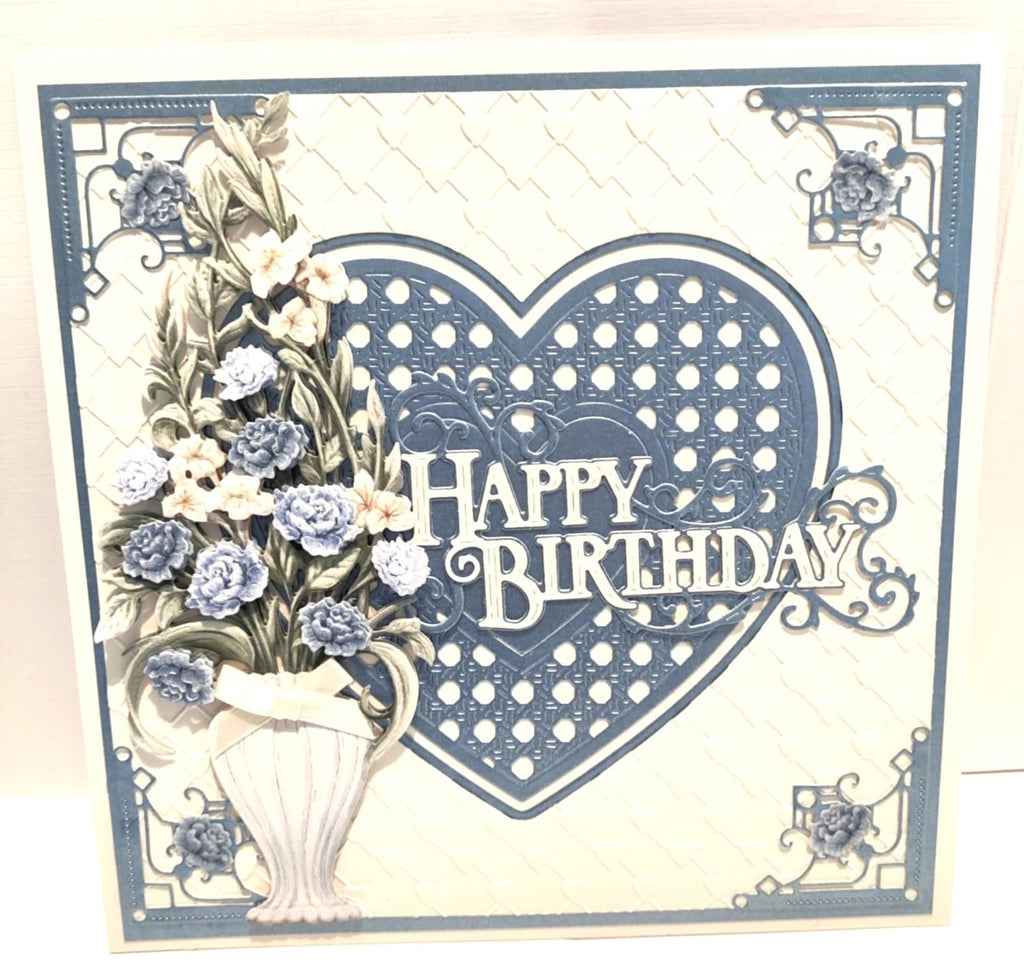 Luxury Handmade Heart with Roses Birthday Card | Beautiful 3D Flower Card