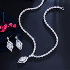 Clear CZ Crystal Drop Tennis Necklace and Earrings Set | Wedding Jewellery