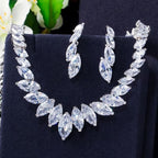 Clear Crystal Navette Necklace and Earrings Set | Wedding Jewellery | Bridal Accessories