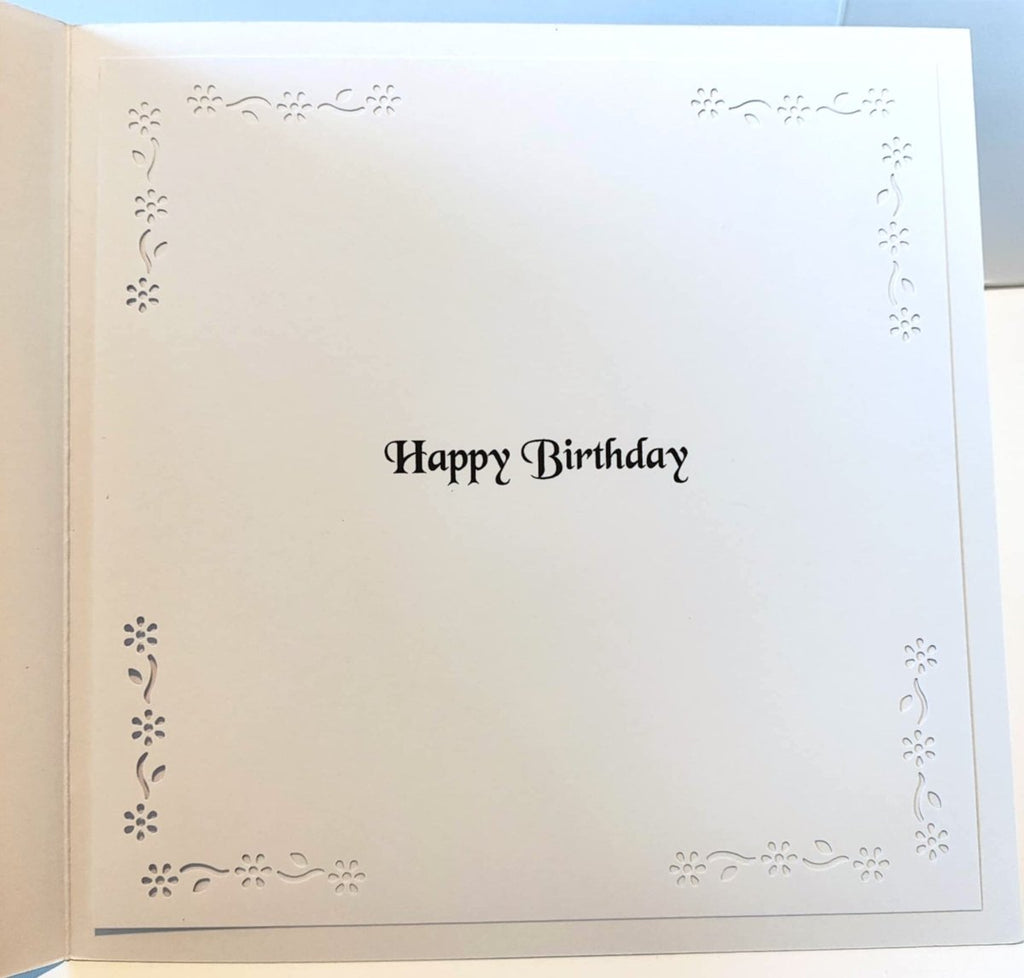 Luxury Handmade Rose with Lantern Birthday Card | Beautiful 3D Flower Card for Her | Various colours