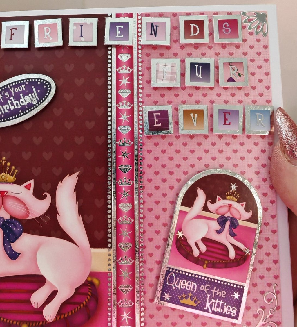 Luxury Handmade Birthday Card For Friend | Friends Furever | 3D Cat Greeting Card