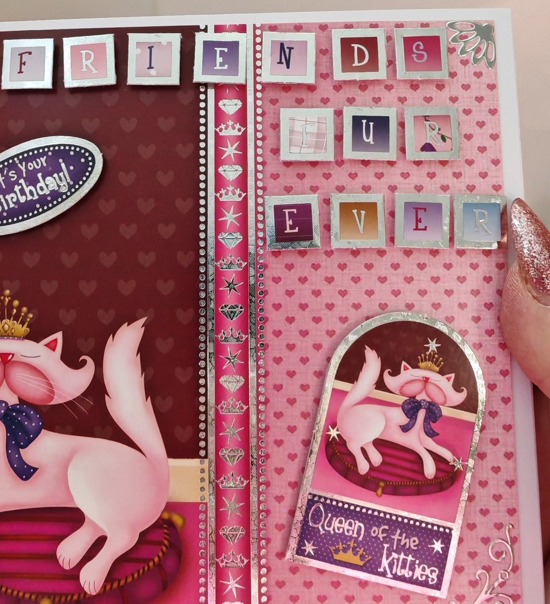 Luxury Handmade Birthday Card For Friend | Friends Furever | 3D Cat Greeting Card