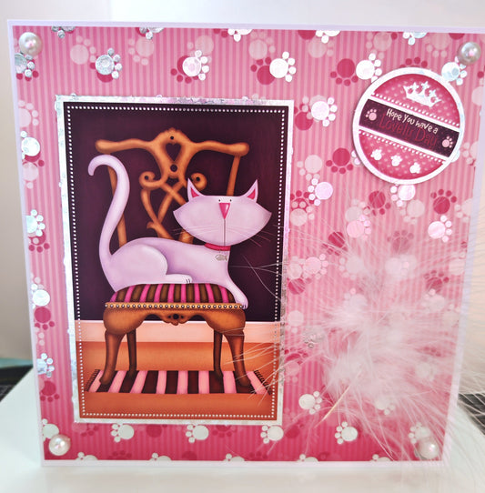 Luxury Handmade Birthday Card For Friend - 3D Cat Lovers Greeting Card 