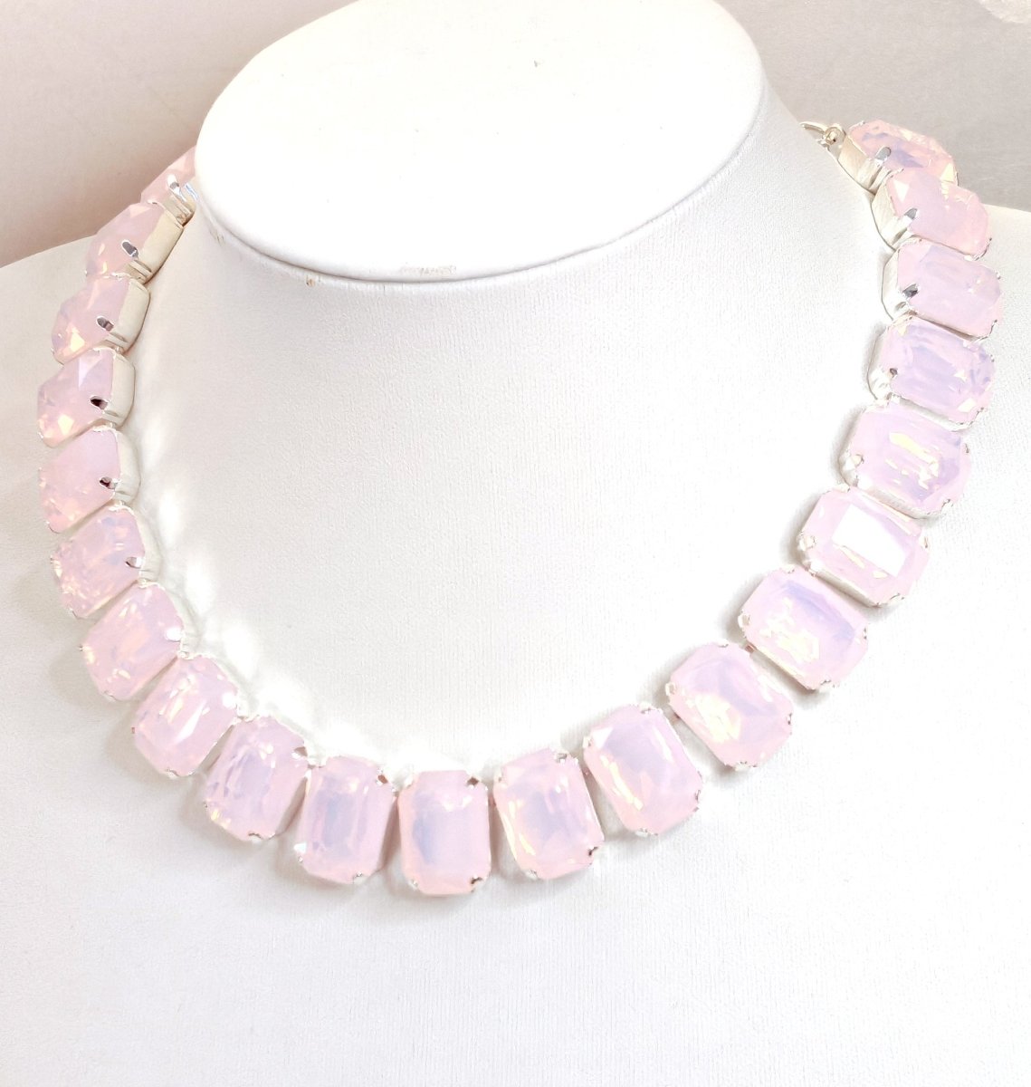 Light Fuchsia Pink Opal Yellow Crystal Georgian Collet Necklaces