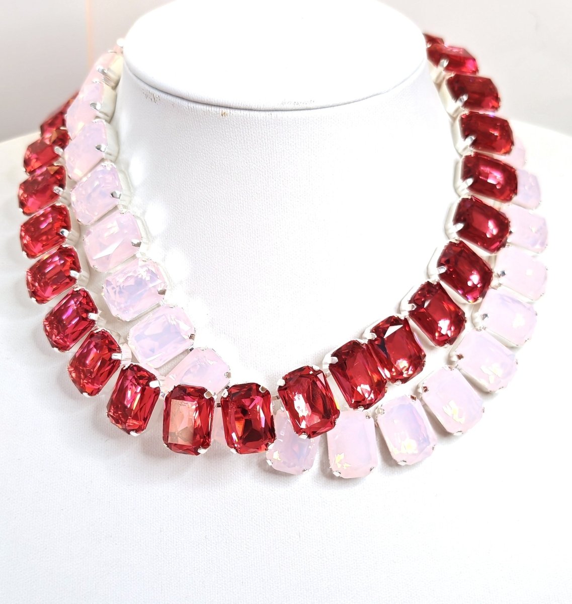 Light Fuchsia Pink Opal Georgian Collet Necklaces | Crystal Chokers | Anna Wintour Style