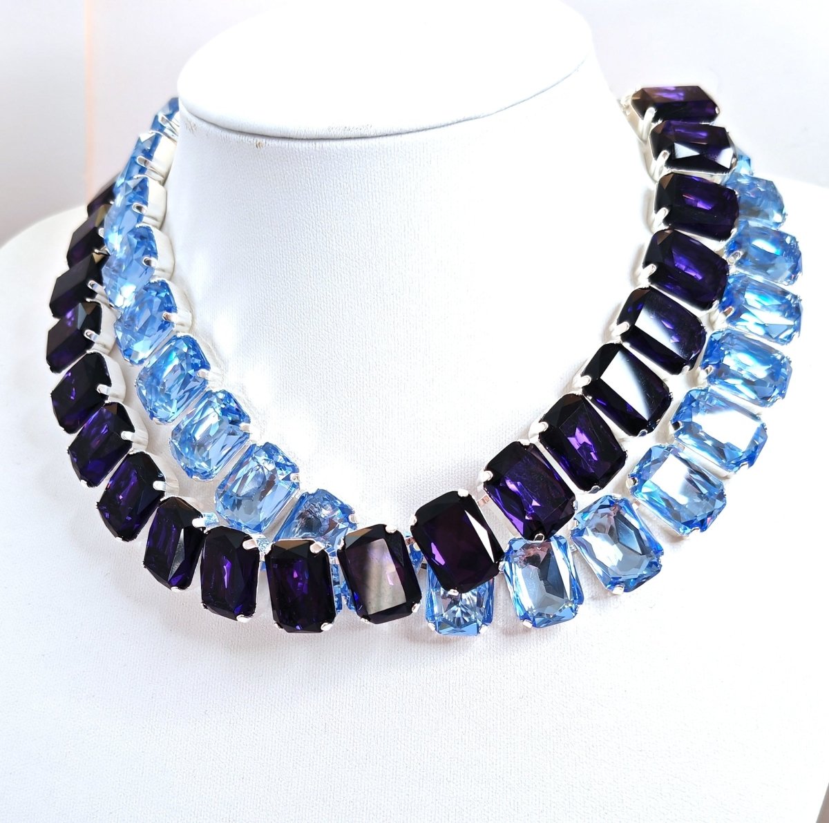 Amethyst Aquamarine Georgian Collet Necklaces | Crystal Chokers | Anna Wintour Style