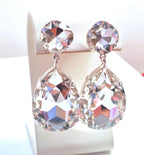 Clear Teardrop Crystal Earrings | Vintage Style Dangles | Colourless Statement Drops