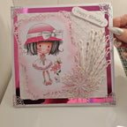 Luxury Handmade Birthday Card for Friend | Cute Girl Big Hat With Flower | 3D Easel Card | Boxed