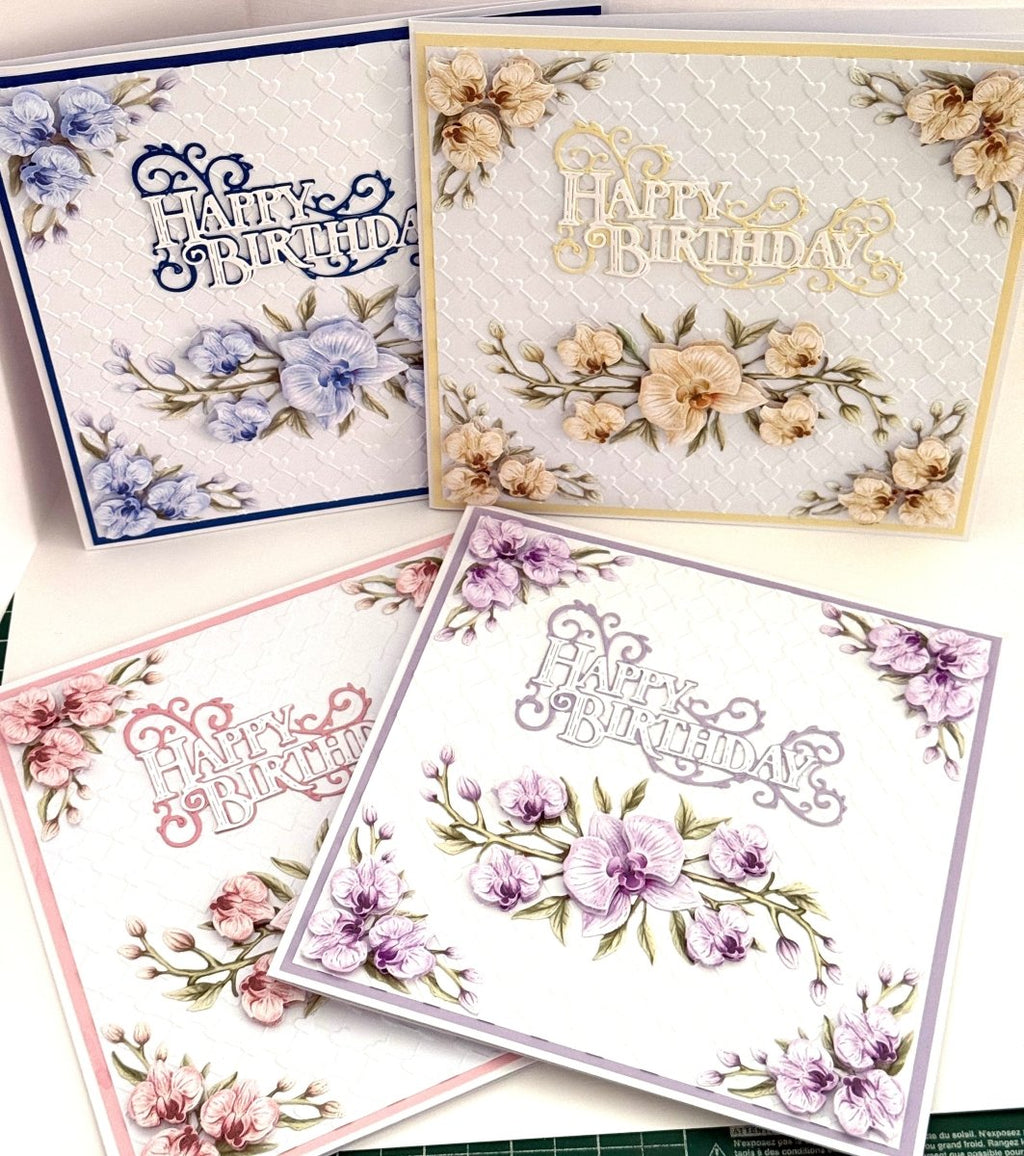 Luxury Handmade Orchid Birthday Card | Beautiful 3D Flower Card for Her | Various colours