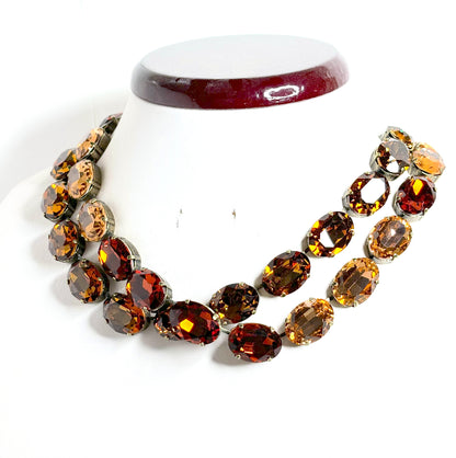 Smoked Topaz Crystal Georgian Collet Necklaces | Anna Wintour Style | Austrian Crystal | Statement Riviere Necklace