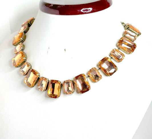 Rose Peach Georgian Collet Necklace - Anna Wintour Style - Statement Choker