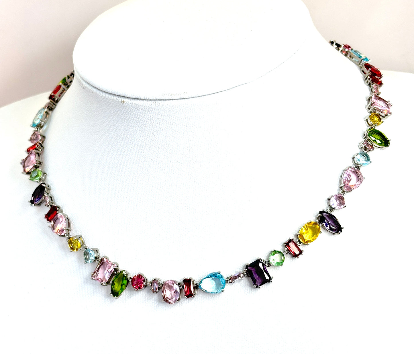 Multicolour Austrian Style Crystal Necklace | Statement Jewellery | Rainbow Crystal Necklace