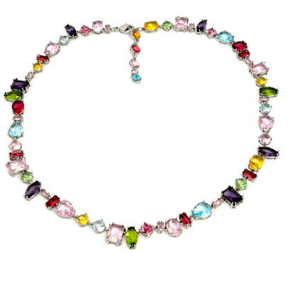 Multicolour Austrian Style Crystal Necklace | Statement Jewellery | Rainbow Crystal Necklace