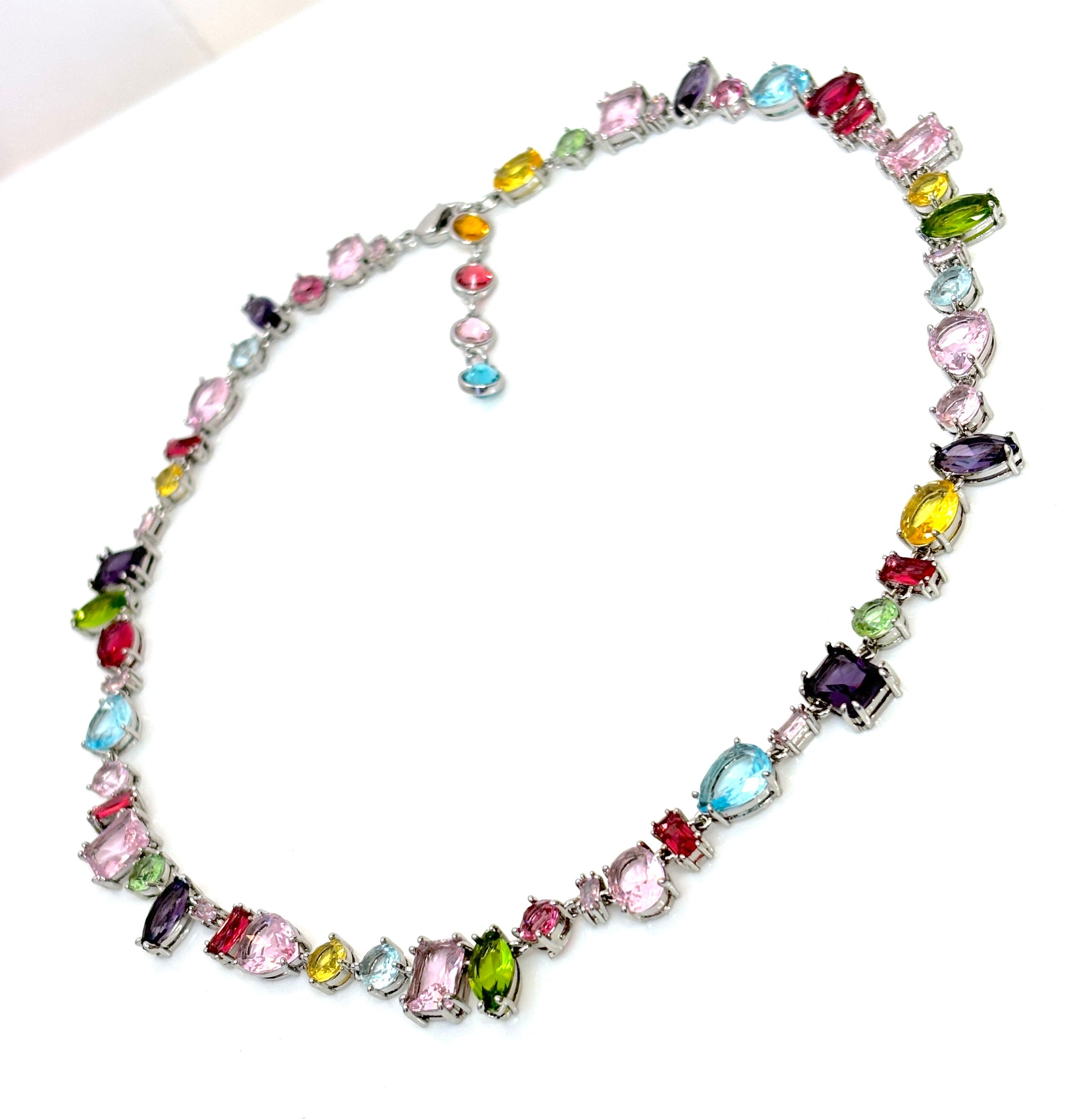 Multicolour Austrian Style Crystal Necklace | Statement Jewellery | Rainbow Crystal Necklace