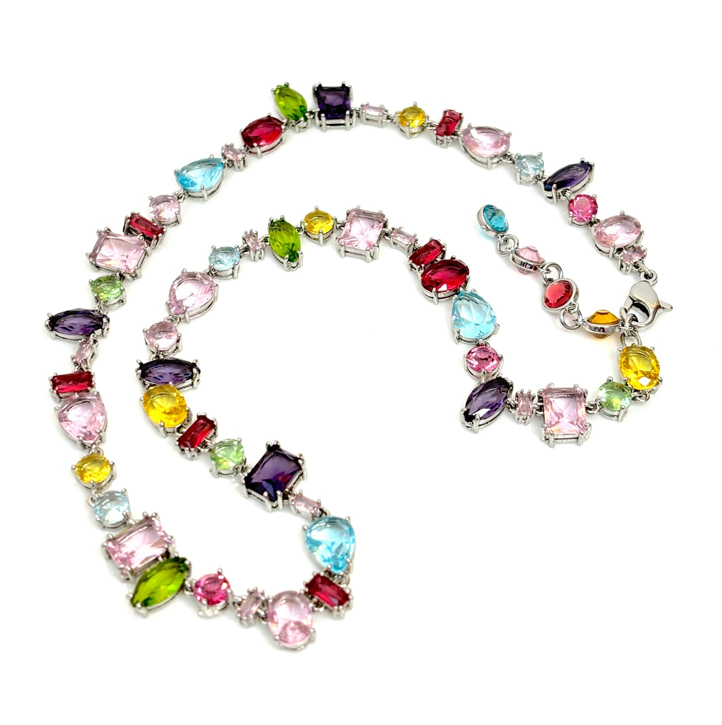 Multicolour Austrian Style Crystal Necklace | Statement Jewellery | Rainbow Crystal Necklace