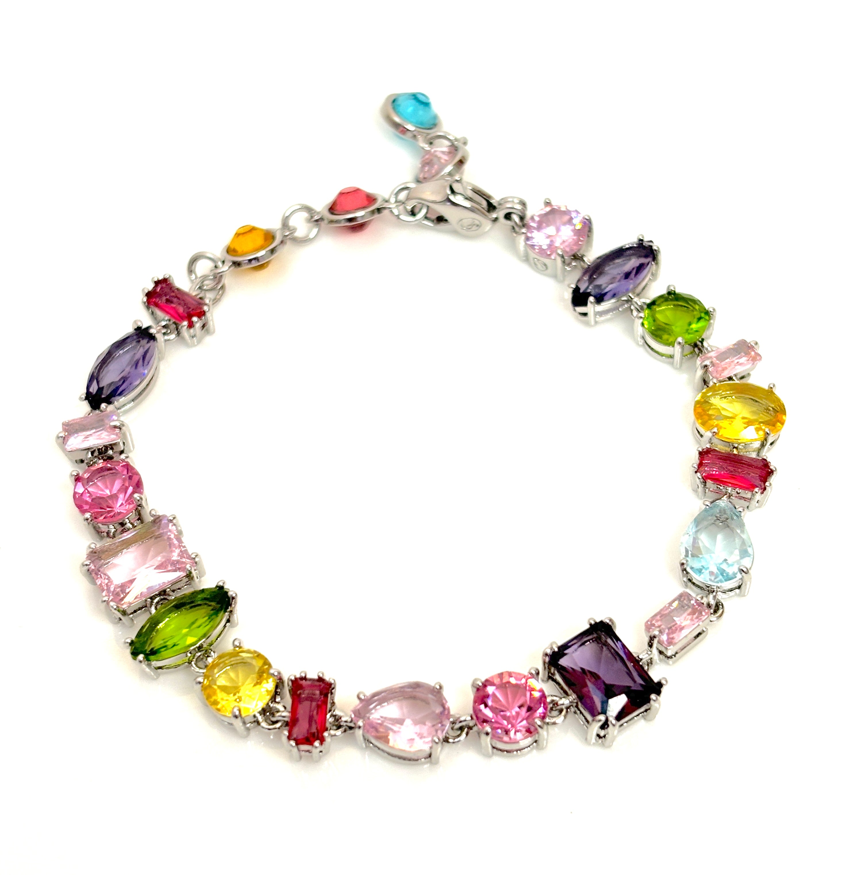 Multicolour Austrian Style Crystal Bracelet Statement Jewellery Rainbow Crystal Bracelet