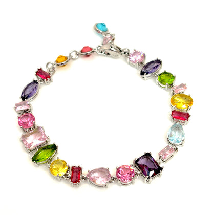 Multicolour Austrian Style Crystal Bracelet | Statement Jewellery | Rainbow Crystal Bracelet