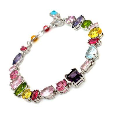 Multicolour Austrian Style Crystal Bracelet | Statement Jewellery | Rainbow Crystal Bracelet