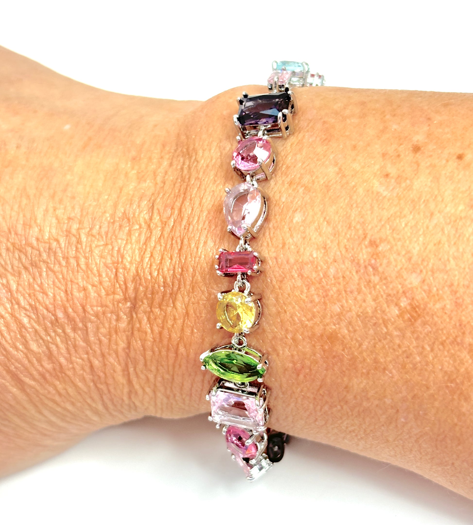 Multicolour Austrian Style Crystal Bracelet | Statement Jewellery | Rainbow Crystal Bracelet