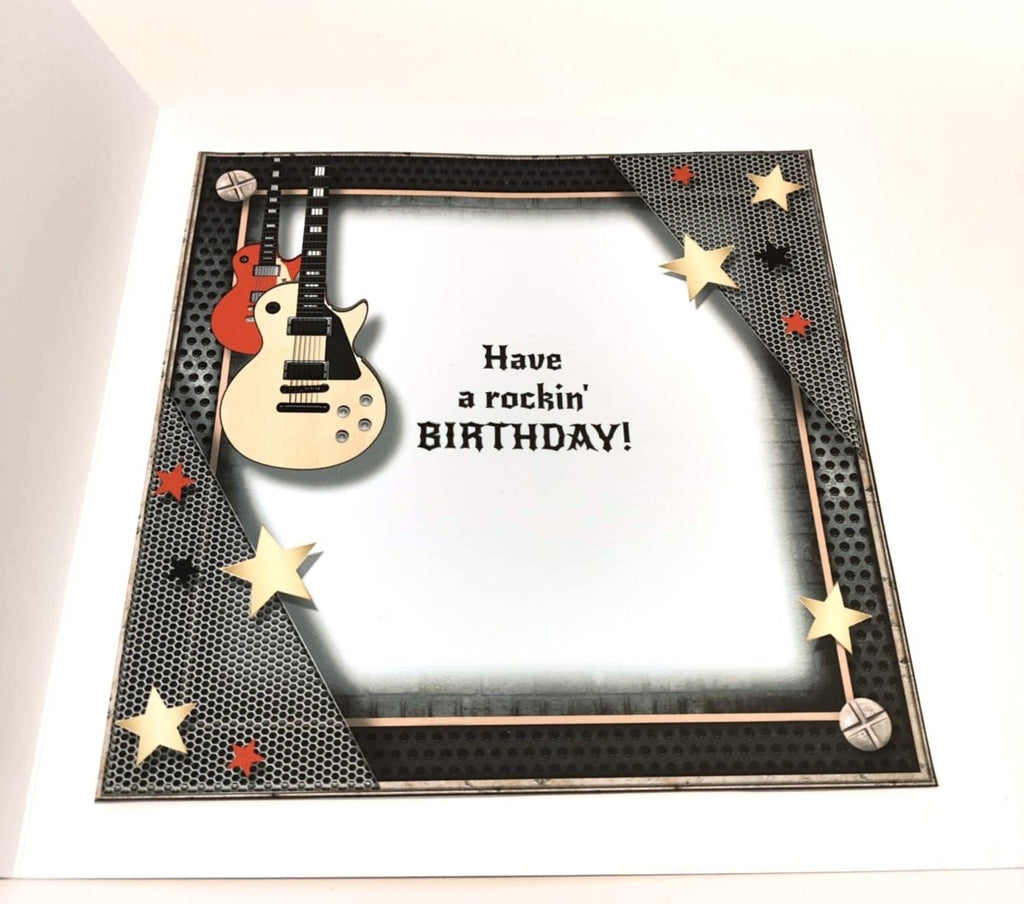 Luxury Handmade Birthday Card for Him | Rock and Roll Triple Guitar| Music Lovers