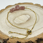 Strawberry Quartz Gold Plated Silder Bracelet | Natural Stone | April Birthstone Gift