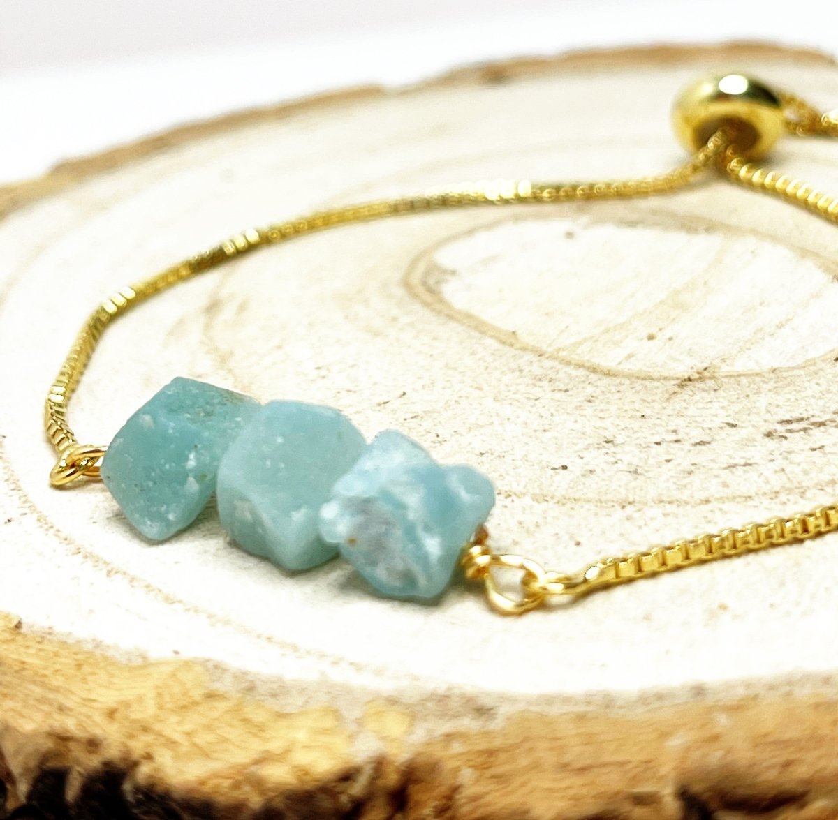 Green Blue Amazonite Bracelet - Natural Stone Slider Bracelet