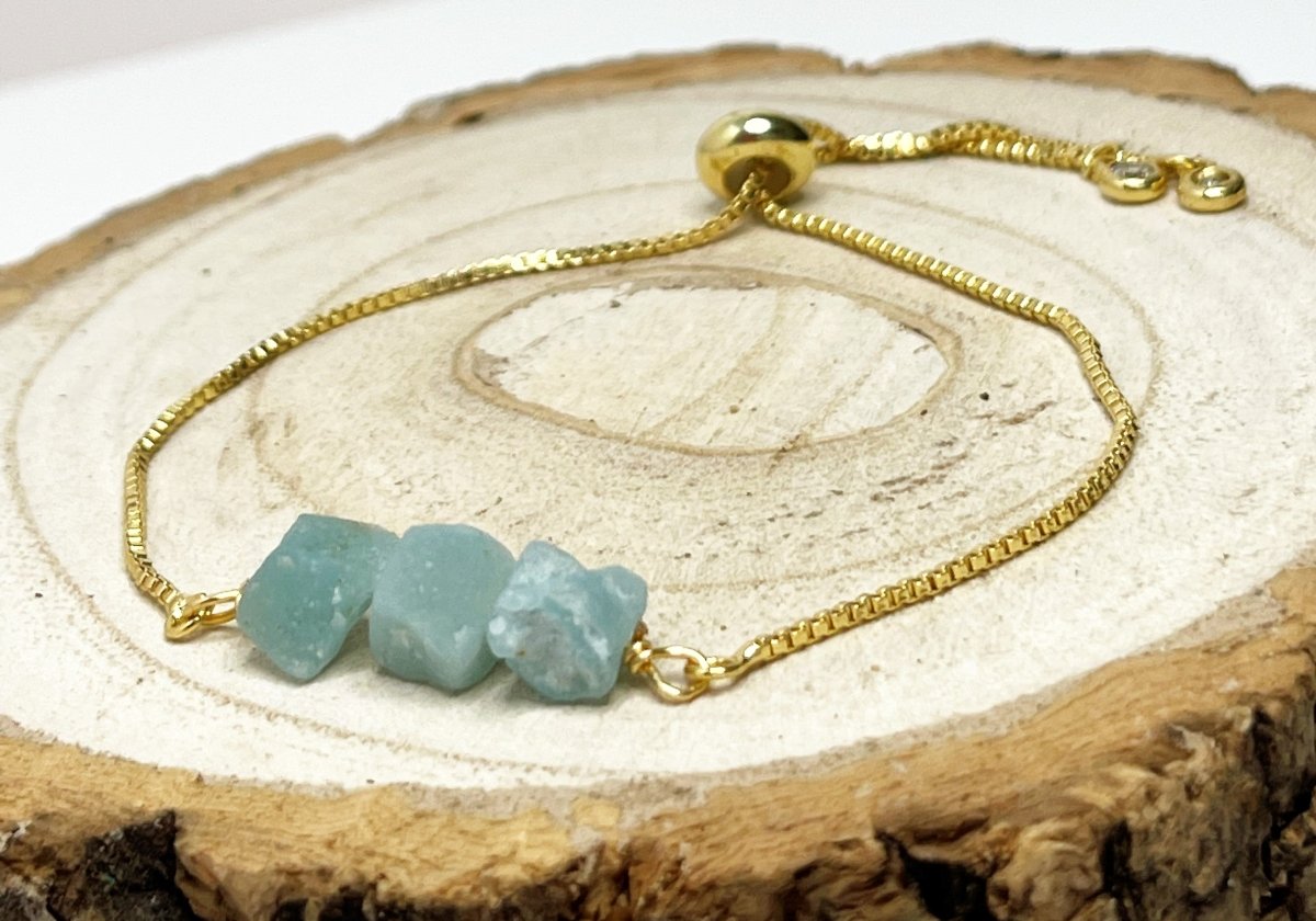 Green Blue Amazonite Bracelet - Natural Stone Slider Bracelet